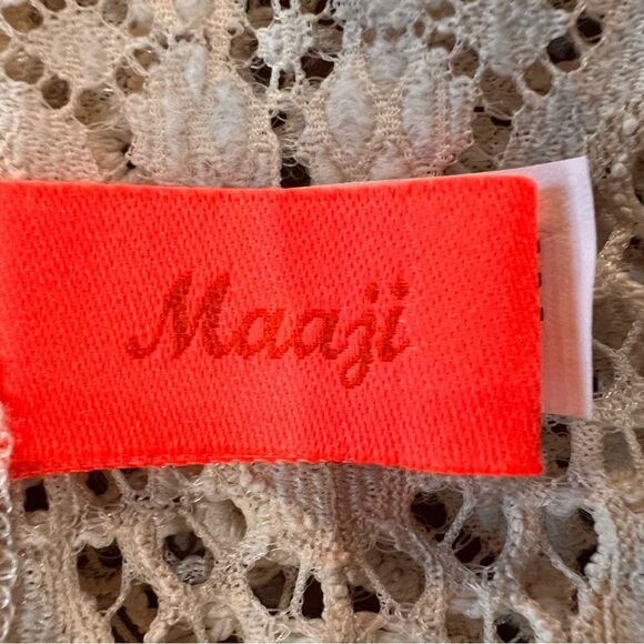 Boho Crochet Kimono Robe Cover-Up Cream Lace Sheer Beach Resort M Maaji Anthro - Picture 8 of 9